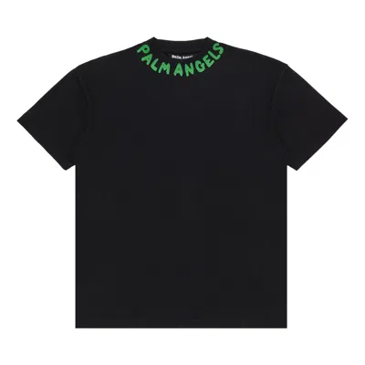 Pre-owned Palm Angels Seasonal Logo Tee 'black/green Fluorescent'
