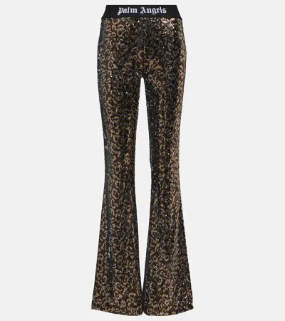 PALM ANGELS SEQUINED FLARED PANTS