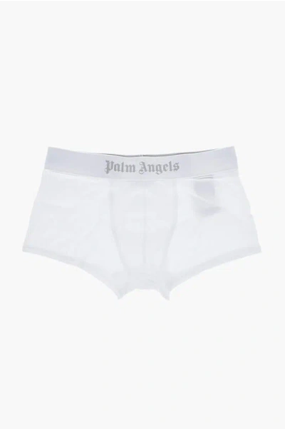Palm Angels Set Of 2 Solid-color Boxer Briefs With Branded Waistband In White
