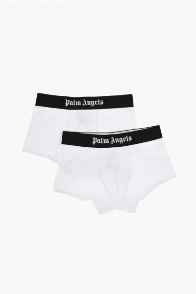 Palm Angels Set Of 2 Stretch Cotton Boxer Briefs With Branded Elastic Wa In Multi