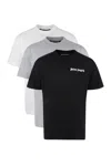 Palm Angels Set Of Three Cotton T-shirts In Multi