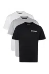Palm Angels Set Of Three Cotton T-shirts In Multi