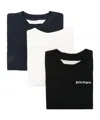 Palm Angels Embroidered Logo Classic T-shirts - Set Of 3 In Black