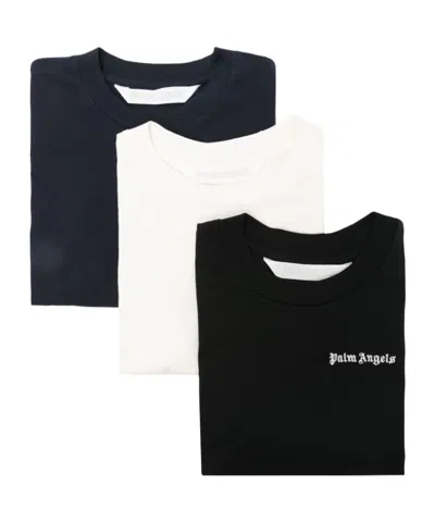 PALM ANGELS PALM ANGELS SET OF THREE LOGO EMBROIDERED CREWNECK T-SHIRT