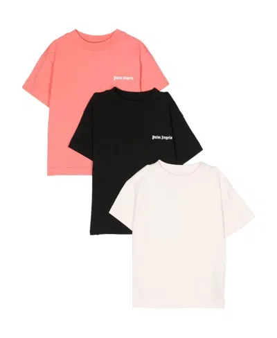 Palm Angels Set-of-three Logo-print T-shirts In White