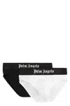 Palm Angels Set Of Two Cotton Briefs With Logoed Elastic Band In Multicolor