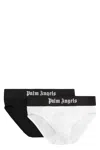 Palm Angels Set Of Two Cotton Briefs With Logoed Elastic Band In Multicolor