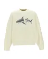 Palm Angels Shark Motif Crew Neck Sweatshirt In Nude