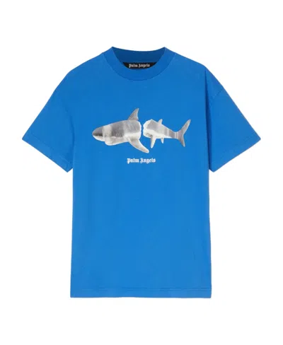 Palm Angels Shark-print T-shirt In Blue