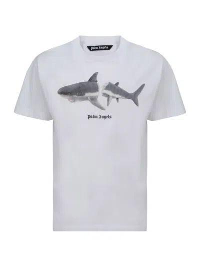 Palm Angels Shark T-shirt In White/black