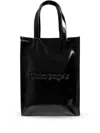 Palm Angels Logo Debossed Open Top Tote Bag In Black