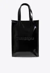 Palm Angels Logo Debossed Open Top Tote Bag In Black
