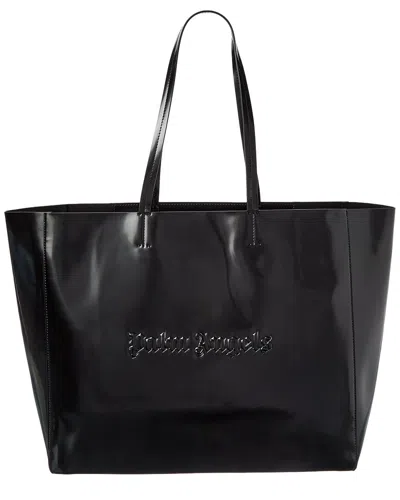 Palm Angels Shiny Palm Medium Shopping Tote In Black