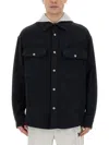Palm Angels Hooded Overshirt With Monogram Embroidery