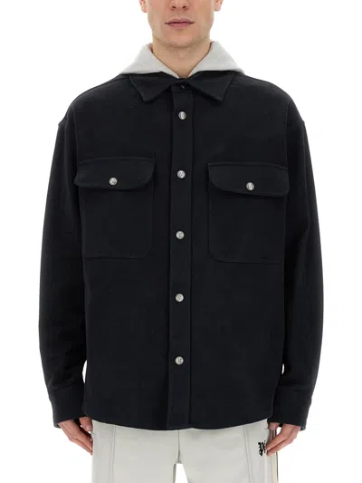 PALM ANGELS SHIRT-JACKET WITH MONOGRAM