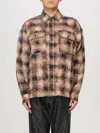 Palm Angels 'flannel Shirt With Curved Logo In Braun