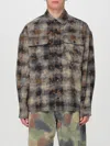 Palm Angels Curved Logo Check Padded Overshirt In 灰色