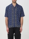 Palm Angels Paisley-print Bowling Shirt In Navy