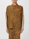Palm Angels Webbing-trimmed Leopard-print Linen And Cotton-blend Shirt In Orange