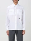 Palm Angels Monochrome Shirt With Chest Pockets And Pearlescent Buttons In White