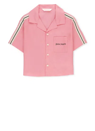 Palm Angels Kids' Shirt With Logo In Pink