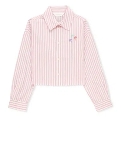 Palm Angels Kids' Shirt With Logo In Pink