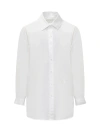 Palm Angels Monogram Embroidered Loose Shirt In White