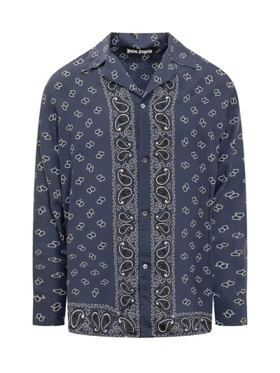 Palm Angels Shirt With Paisley Pattern In Blue