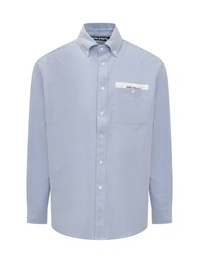 Palm Angels Shirt With Pocket In Blue