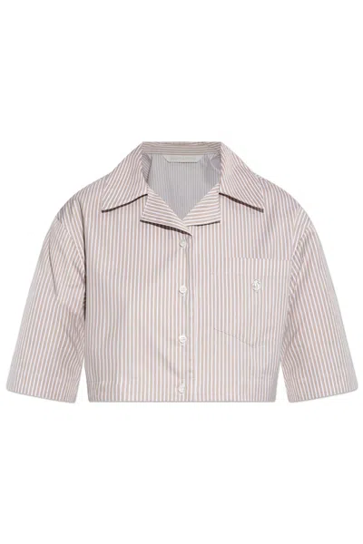 Palm Angels Shirt With Striped Pattern In Camel