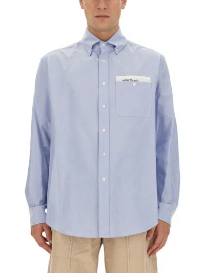 Palm Angels Button-down Collar Cotton Shirt In Brown