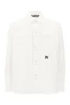 Palm Angels Monochrome Shirt With Chest Pockets And Pearlescent Buttons In White