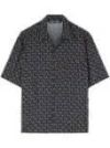 Palm Angels Banana Printed Short Sleeved Shirt In Blue