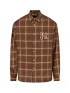 Palm Angels Camicia A Maniche Lunghe Con Monogram In Brown