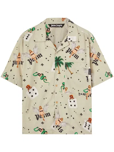 Palm Angels Pin-up Bowling Shirt In Green