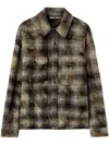 Palm Angels Logo-print Check-pattern Shirt In Grey/off White
