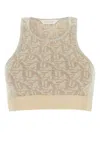 Palm Angels Embroidered Viscose Blend Top In Offwhitebei