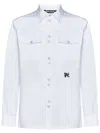 Palm Angels Monochrome Shirt With Chest Pockets And Pearlescent Buttons In White