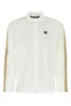 Palm Angels Pa Monogram-print Linen Shirt In White