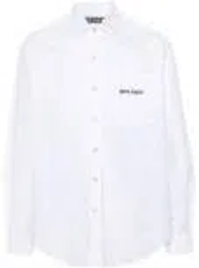 Palm Angels Logo-embroidered Cotton Shirt In White