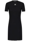 PALM ANGELS SHORT BLACK DRESS IN RIBBED STRETCH COTTON