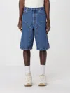 Palm Angels Monogram-embroidered Denim Shorts In Blue