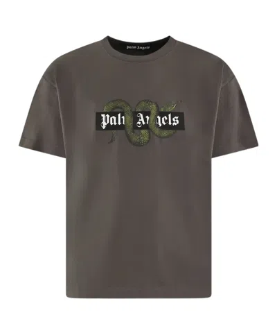 Palm Angels Snake Box Logo T-shirt In Green