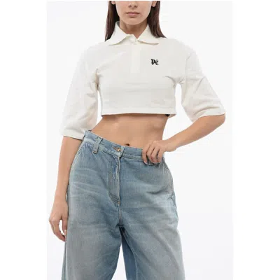Palm Angels Polo Shirt With Monogram  Logo In White