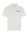 Palm Angels White Polo Shirt With Classic Collar And Logo On The Front In Metallic