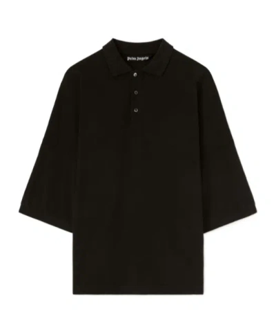 Palm Angels Short-sleeved Polo Shirt In Black