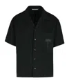 Palm Angels Palm Print Bowling Shirt In Black