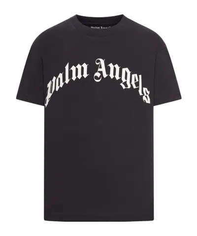 PALM ANGELS PALM ANGELS CURVED LOGO CREWNECK T-SHIRT