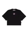 Palm Angels Crew Neck Short Sleeve Embroidered T-shirt In Black