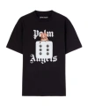 Palm Angels Black T-shirt With Front Dice And Logo Print In Black